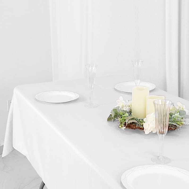 Balsacircle 54X96-Inch White Rectangle Polyester Tablecloth Table Cover Linens For Wedding Party Events Kitchen Dining